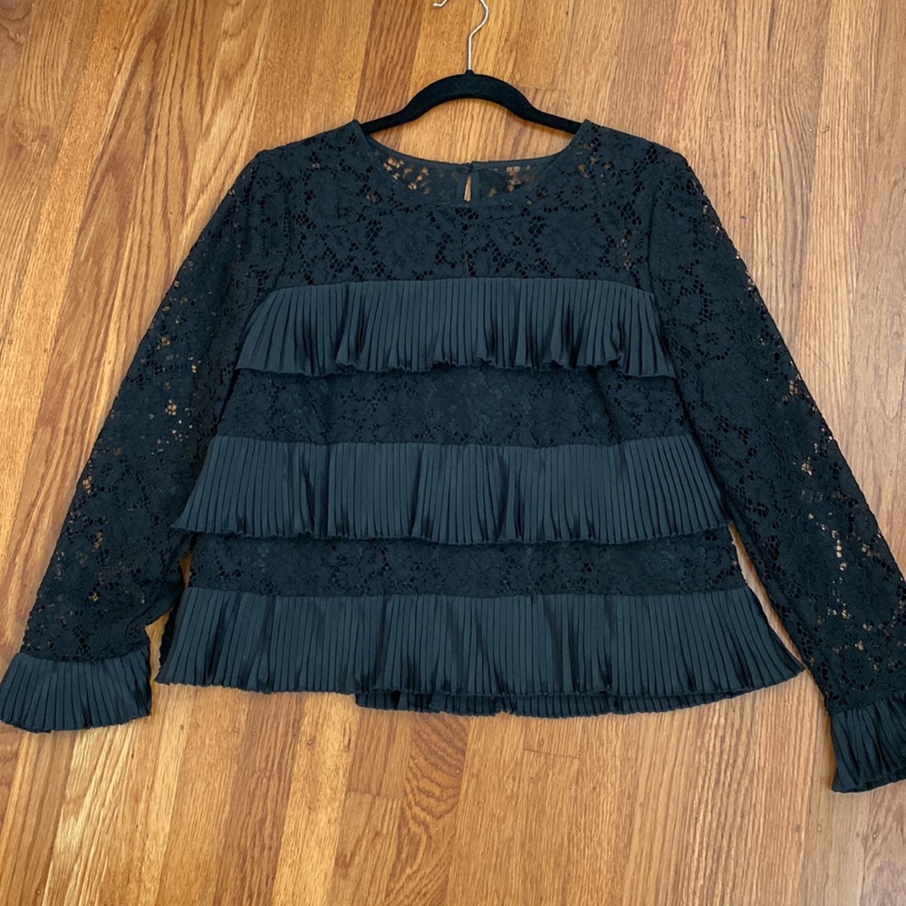 J.Crew black lace layered top
